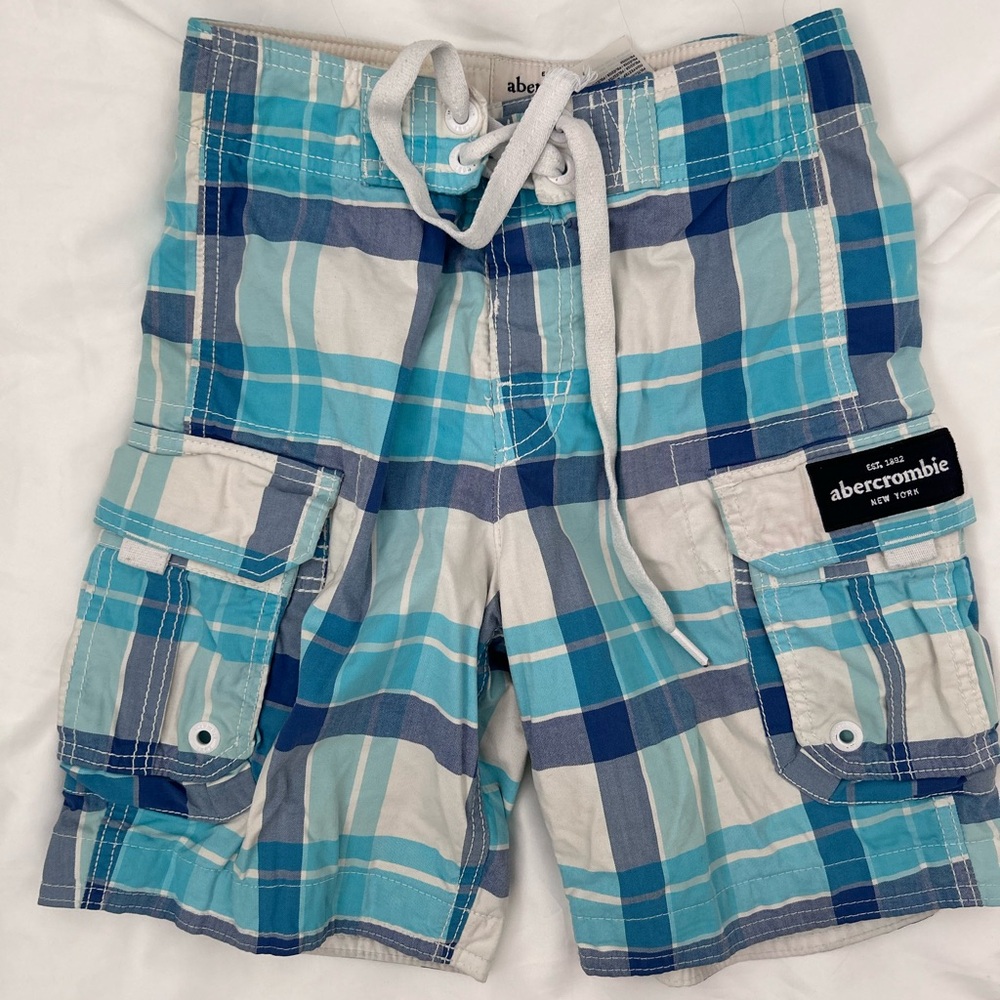 Abercrombie & Fitch Teal and White Plaid Shorts